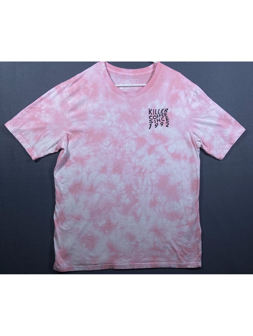 Dutch Bros Pink Tie Dye Killer Coffee Since 1992 Short Sleeve Shirt Size XLarge